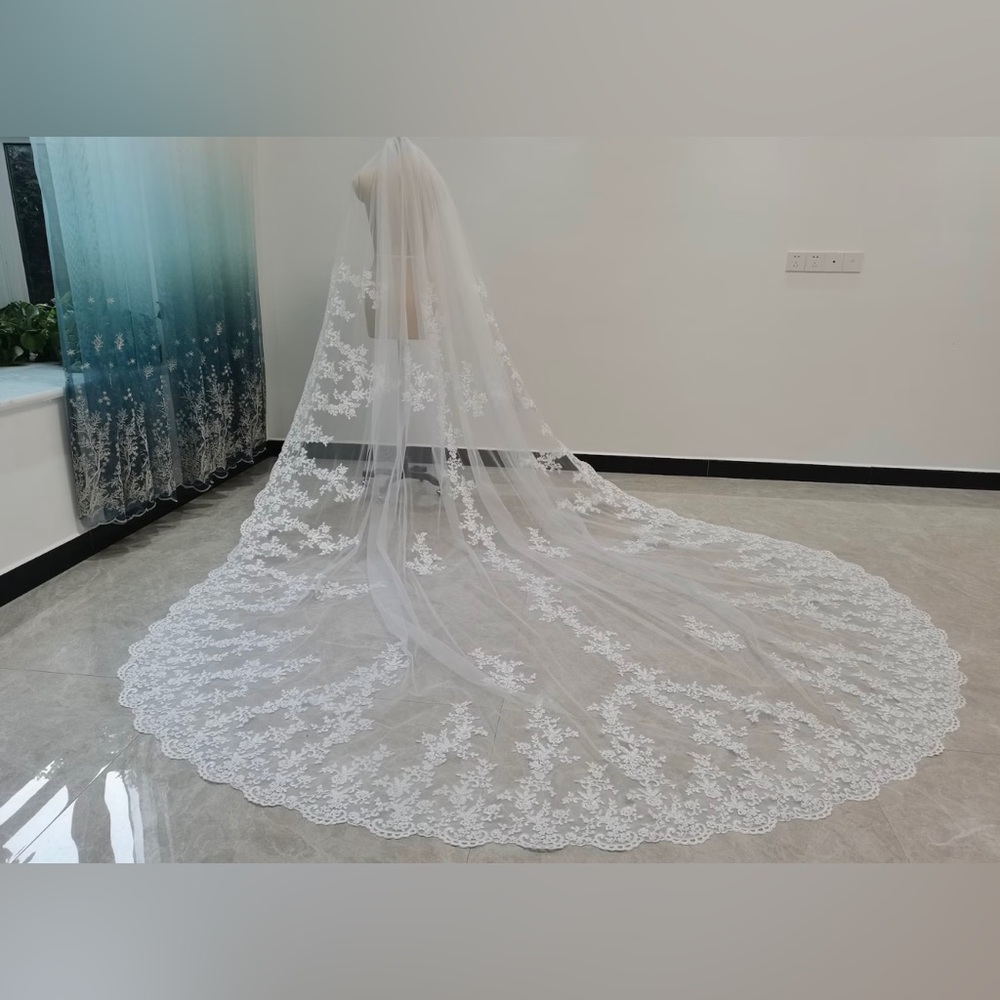 Lace ivory 157 inch cathedral wedding veil